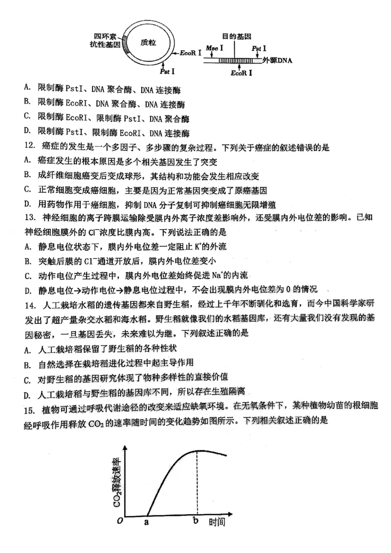 2024届武汉市硚口区高三上学期起点质量检测生物(1)_2023年7月_027月合集_2024届湖北武汉市硚口区高三上学期起点质量检测