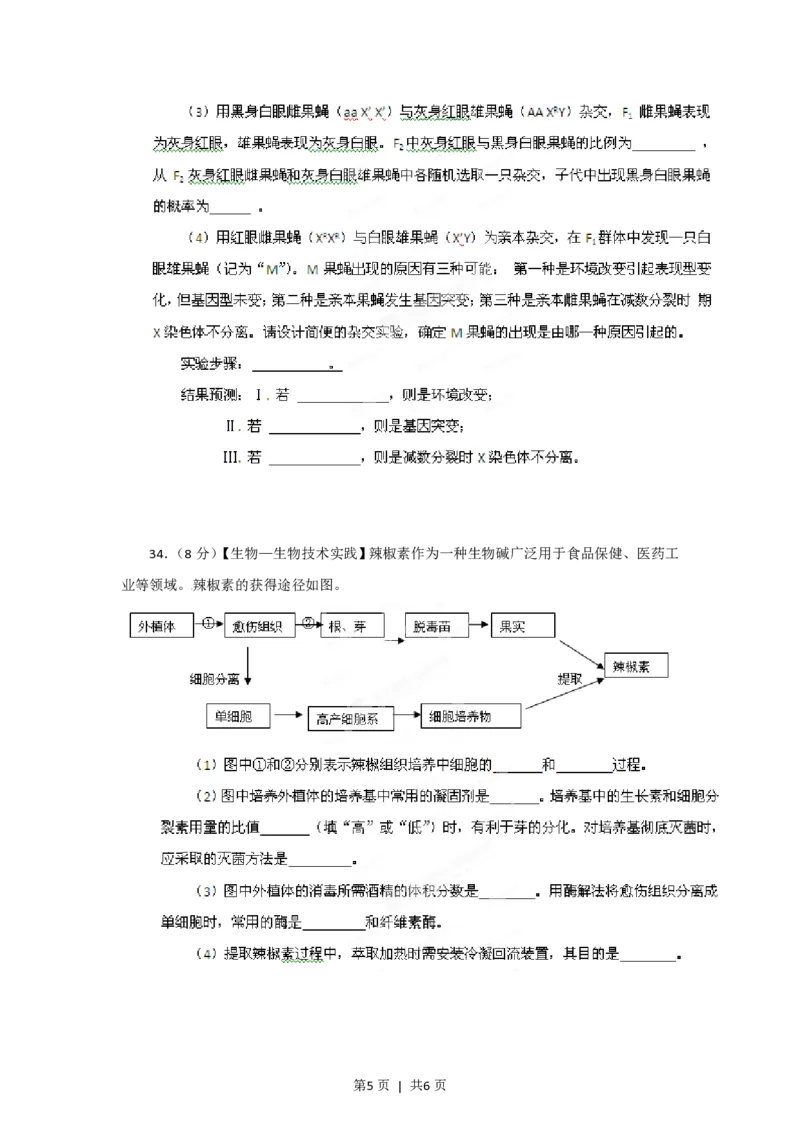 2012年高考生物试卷（山东）（空白卷）_生物历年高考真题_新&middot;PDF版2008-2025&middot;高考生物真题_生物（按年份分类）2008-2025_2012&middot;高考生物真题