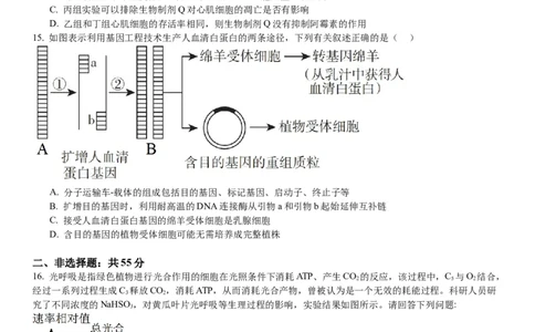 2024届重庆市巴南区高三上学期诊断考试（一模）生物(1)_2023年7月_027月合集_2024届重庆市巴南区高三上学期诊断考试（一模）