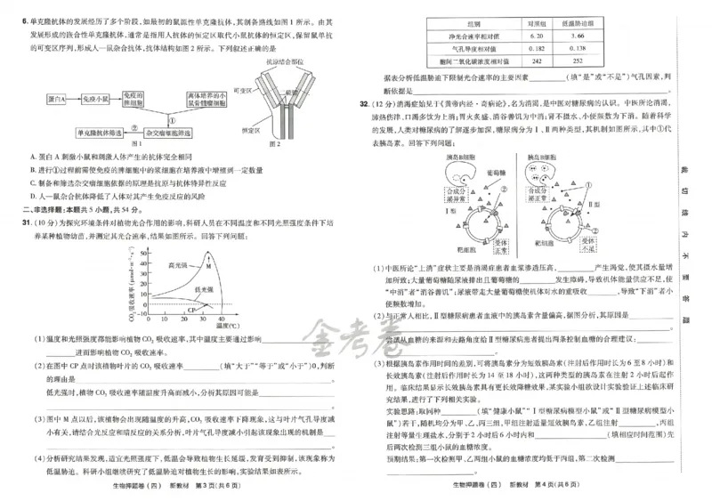 天星教育2024新教材高考最后一卷生物延边教育出版社_2024高考押题卷_12024天星全系列_tx《金k卷&middot;最后一卷》（9科全）_新高考新教材