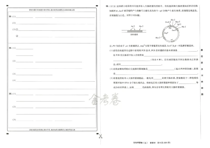 天星教育2024新教材高考最后一卷生物延边教育出版社_2024高考押题卷_12024天星全系列_tx《金k卷&middot;最后一卷》（9科全）_新高考新教材
