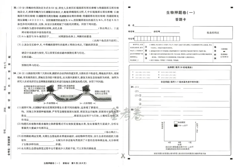 天星教育2024新教材高考最后一卷生物延边教育出版社_2024高考押题卷_12024天星全系列_tx《金k卷&middot;最后一卷》（9科全）_新高考新教材