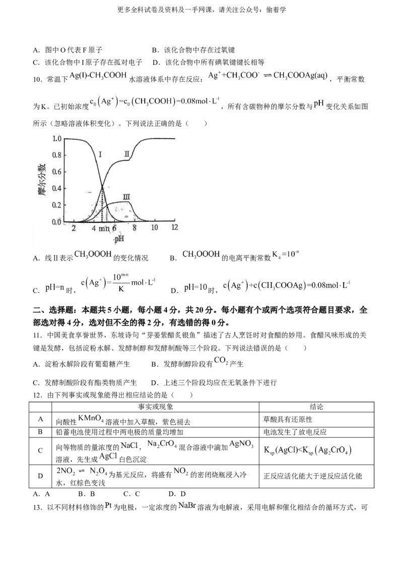 2024年高考真题山东卷化学试题(无答案)_2024年高考真题卷_2024年新高考山东高考真题