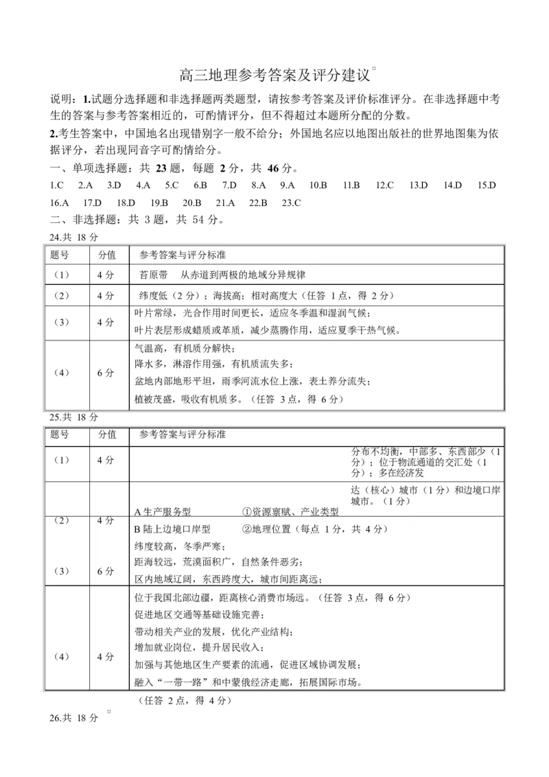 江苏省扬州市2026届高三上学期期末考试地理试卷含答案(1)_2026年1月_260122江苏省扬州市2026届高三上学期期末考试(扬州一模)（全科）