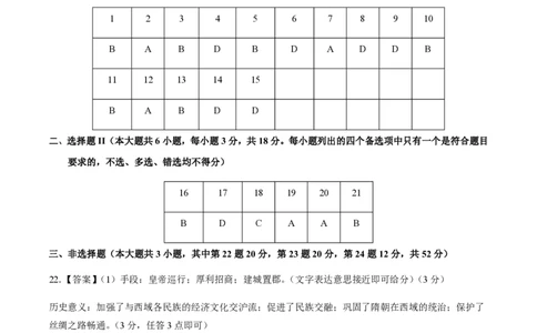 备战2024年高考历史模拟卷（浙江专用）01（参考答案）_2024高考押题卷_92024赢在高考全系列_（通用版）2024《赢在高考&middot;黄金预测卷》（九科全）各八套