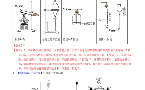 专题87实验设计与评价&mdash;&mdash;装置图型（解析卷）_近10年高考真题汇编（必刷）_十年（2014-2024）高考化学真题分项汇编（全国通用）_十年（2014-2023）高考化学真题分项汇编（全国通用）