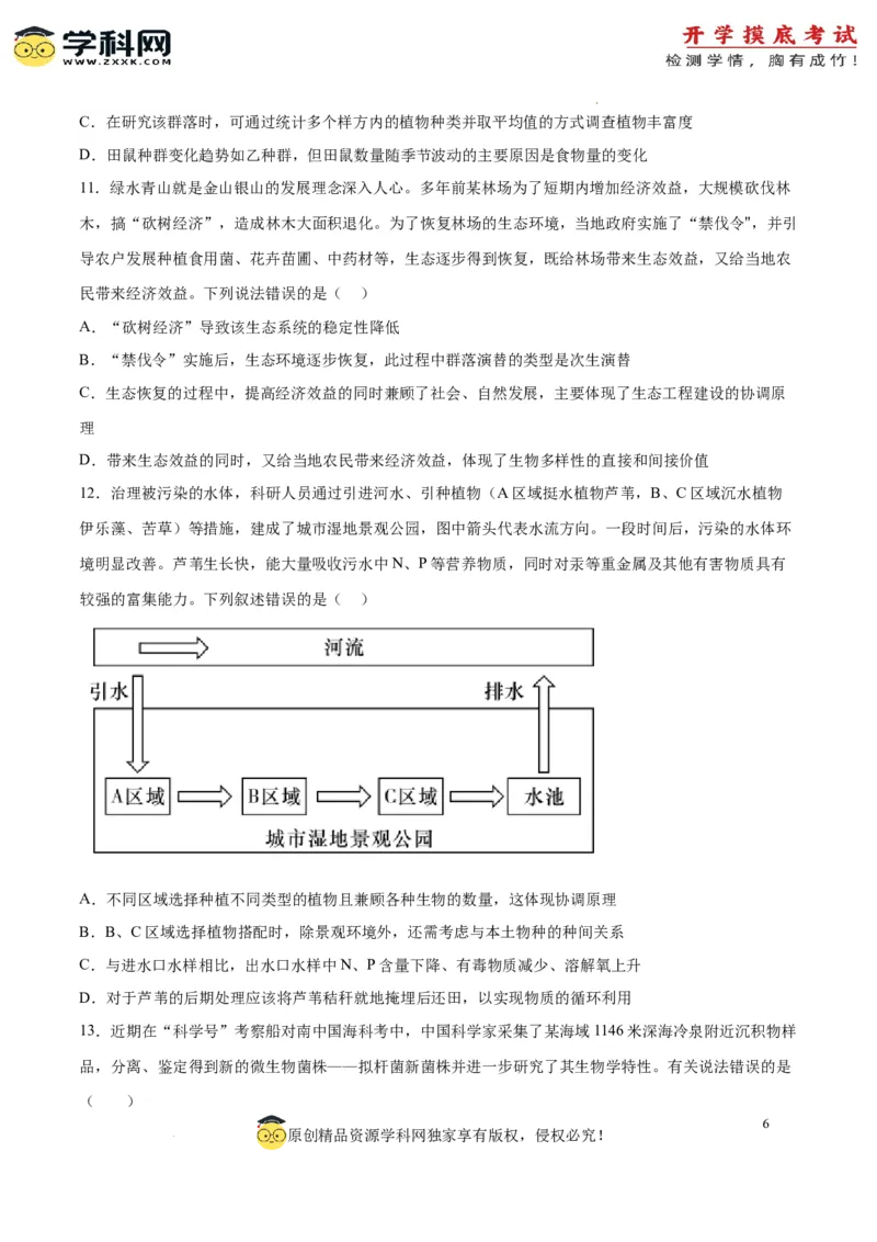 生物（山东卷）（考试版）_2024届新高三开学摸底考试卷_生物-2024届新高三开学摸底考试卷_生物-2024届新高三开学摸底考试卷（山东卷）