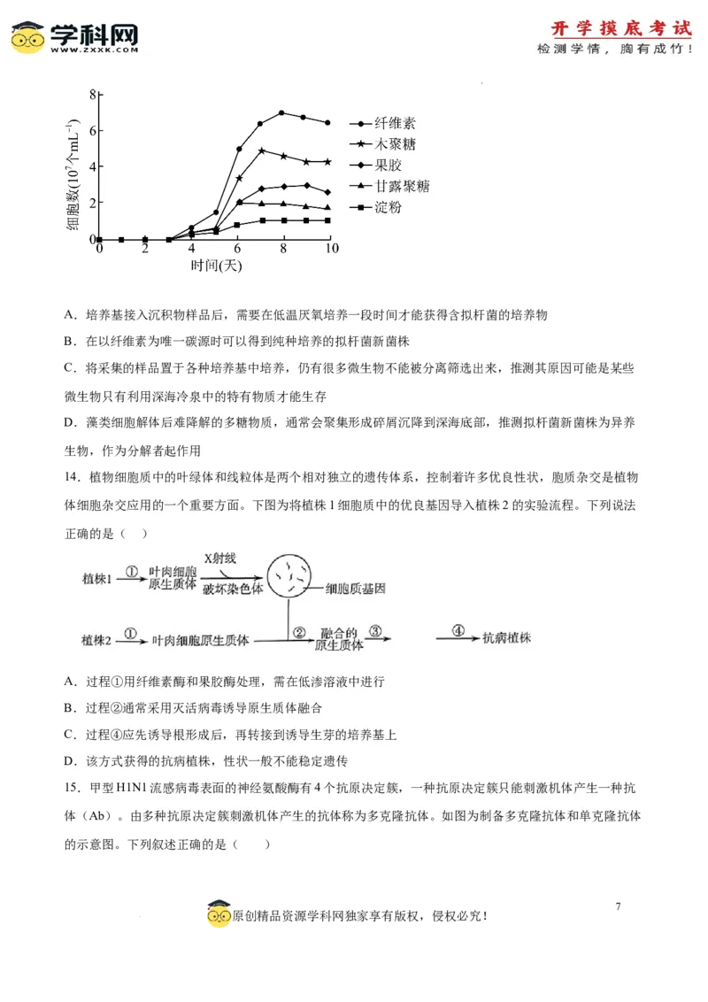生物（山东卷）（考试版）_2024届新高三开学摸底考试卷_生物-2024届新高三开学摸底考试卷_生物-2024届新高三开学摸底考试卷（山东卷）