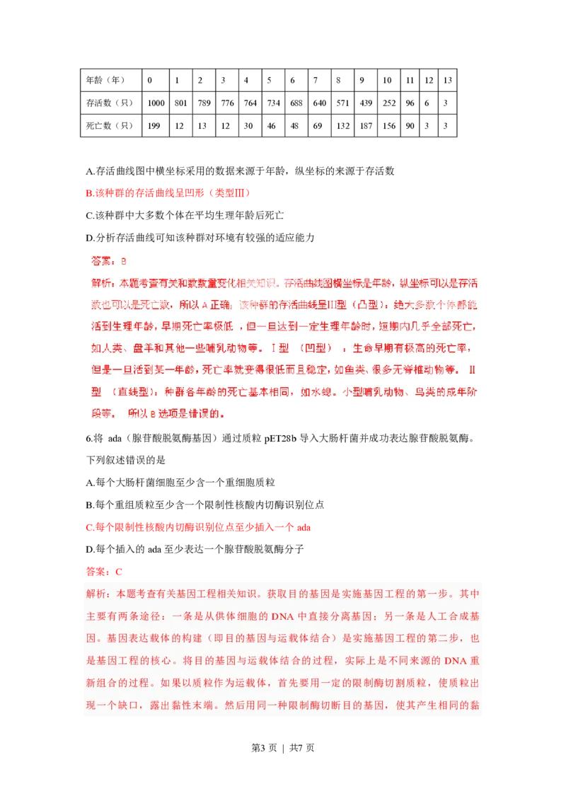 2011年高考生物试卷（浙江）（解析卷）_生物历年高考真题_新&middot;PDF版2008-2025&middot;高考生物真题_生物（按省份分类）2008-2025_2008-2025&middot;（浙江）生物高考真题