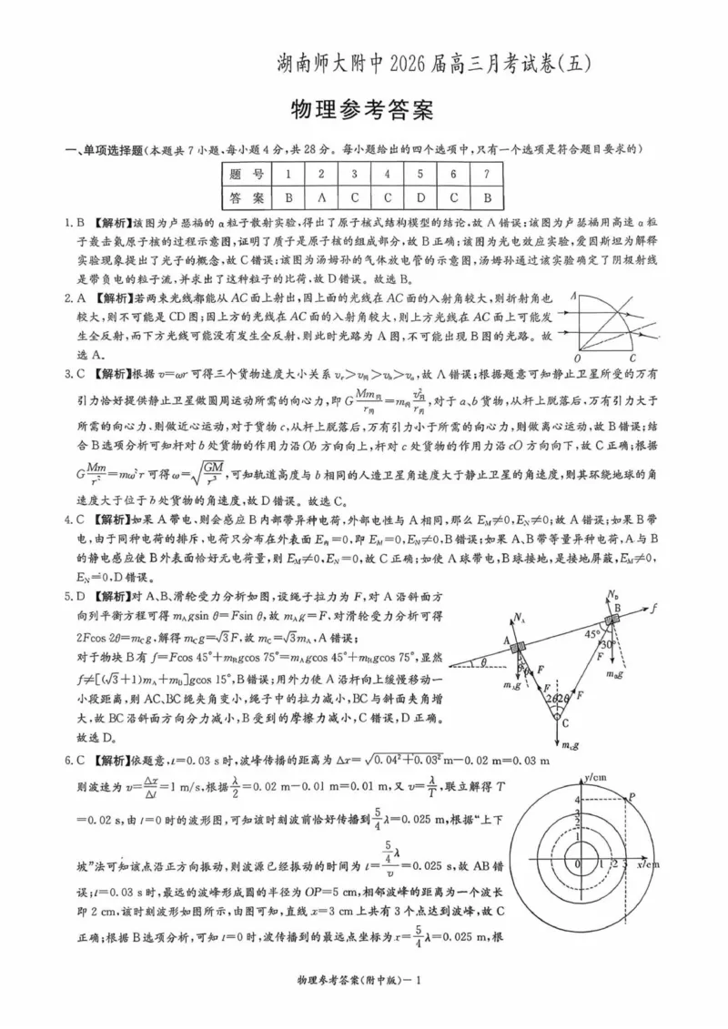 湖南省长沙市湖南师范大学附属中学2026届高三上学期月考（五）物理试题（含答案）(1)_2026年1月_260103湖南省长沙市湖南师范大学附属中学2026届高三上学期月考（五）
