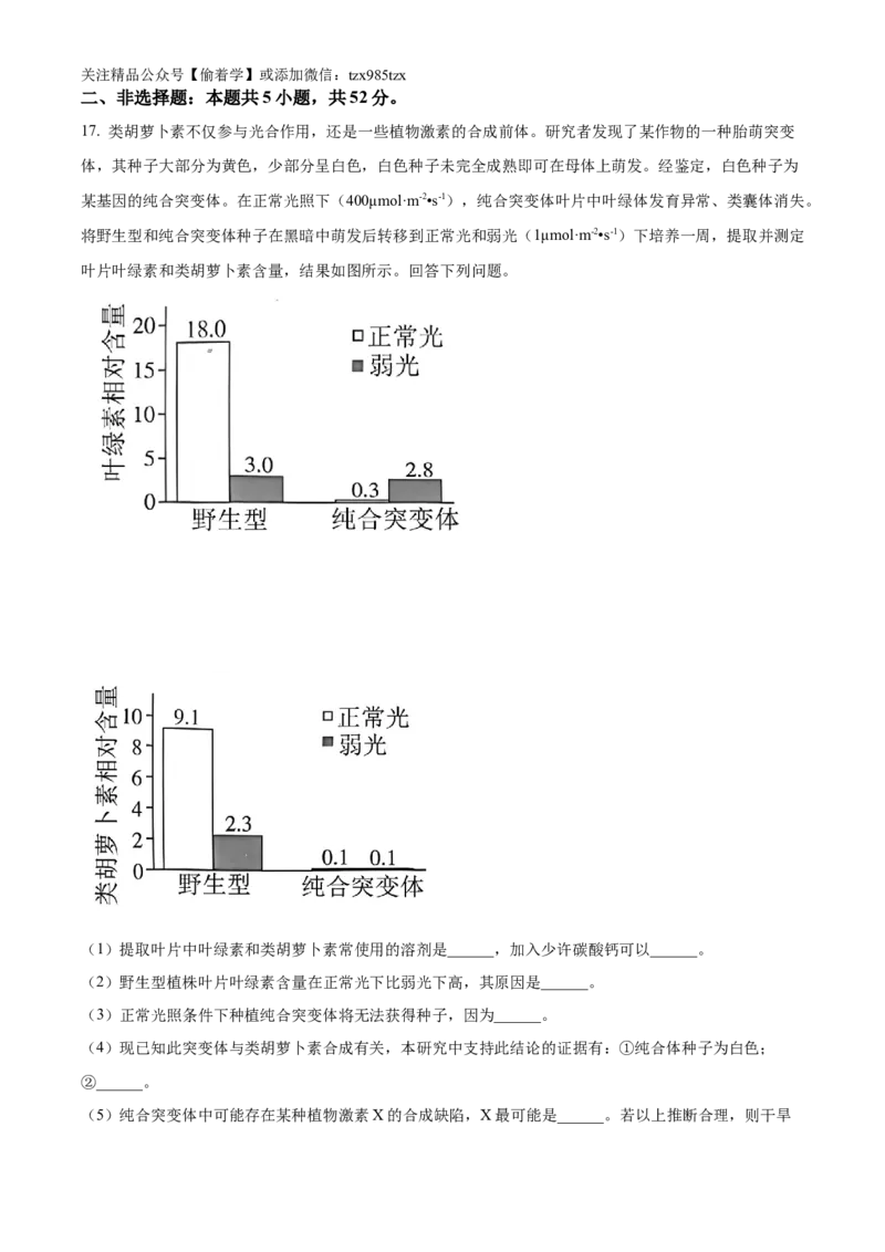 精品解析：2024年新课标甘肃高考生物试卷（原卷版）_高考真题全网收集_生物学_精品解析：2024年新高考甘肃卷生物高考真题解析（参考版）