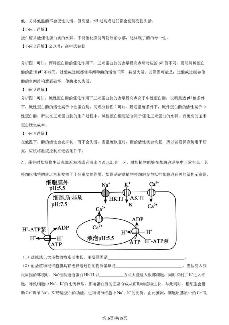 广东省台山市第一中学2023-2024学年高三上学期第一次月考生物解析(1)_2023年9月_029月合集_2024届广东省台山一中高三上学期第一次月考