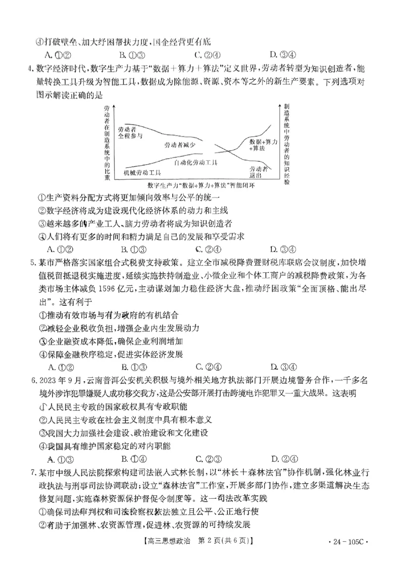 扫描件_思想政治(1)_2023年10月_0210月合集_2024届广东省湛江市普通高中毕业班调研测试金太阳（24-105C）_广东省2024届湛江市普通高中毕业班调研测试金太阳（24-105C）政治