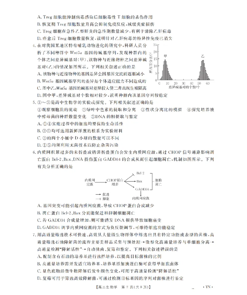 云南省2026届高三上学期1月百万大联考生物(1)_2026年1月_260129金太阳&middot;云南省2026届高三上学期1月百万大联考（全科）