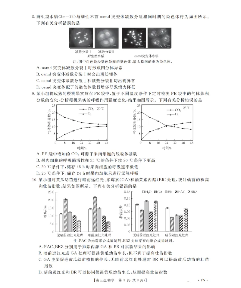云南省2026届高三上学期1月百万大联考生物(1)_2026年1月_260129金太阳&middot;云南省2026届高三上学期1月百万大联考（全科）