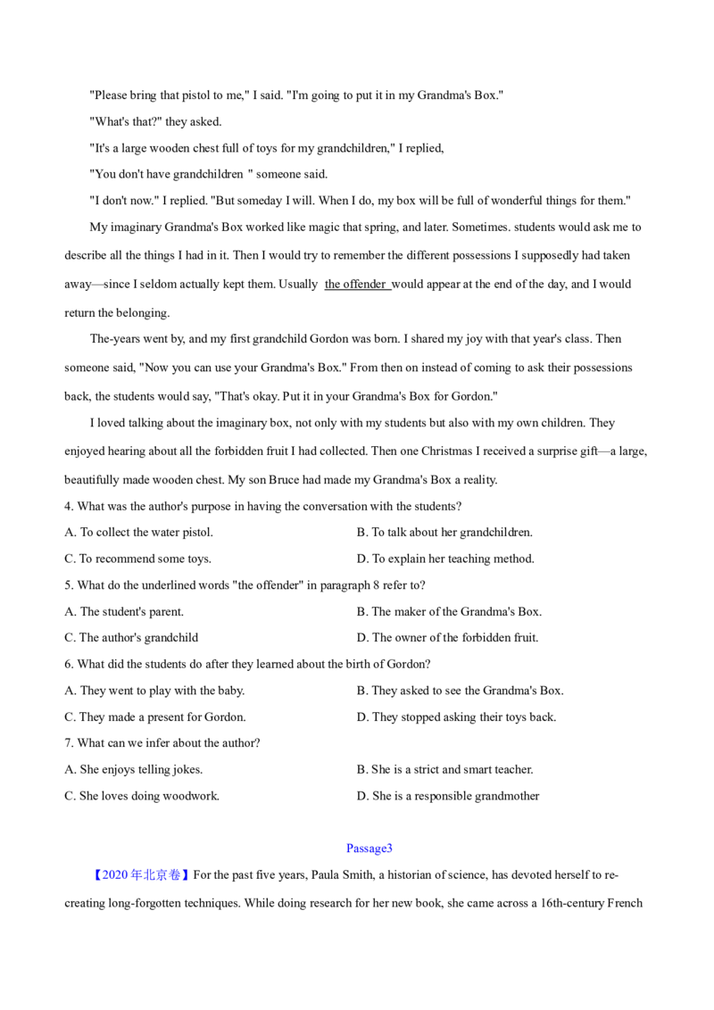 专题13阅读理解记叙文（学生卷）--十年（2015-2024）高考真题英语分项汇编（全国通用）_近10年高考真题汇编（必刷）_十年（2014-2024）高考英语真题分类汇编（全国通用）