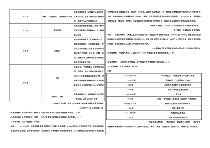 山西省天一四省联考2025-2026学年高三上学期1月月考历史试题(1)_2026年1月_260113天一小高考2026届高三（上）四省1月联考_天一四省联考2026届高三上学期1月月考历史试题+答案