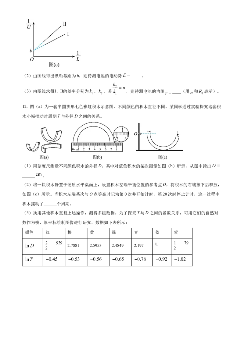 2024年高考辽宁卷物理真题（原卷版）_高考真题全网收集_物理_2024年新高考辽宁卷物理高考真题解析（参考版）适用地区辽宁、黑龙江、吉林