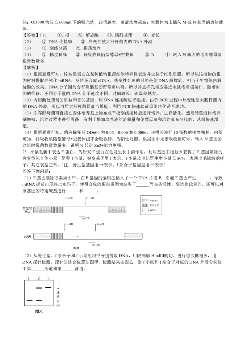 浙江生物-1月-答案-p_近10年高考真题汇编（必刷）_2024年高考真题_高考真题（截止6.29）_其他地方卷（目前搜集不完整）_浙江卷（1月全，6月化、通用技术、信息技术）