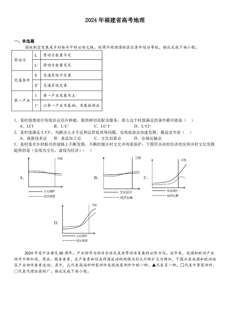 福建地理-试题-p_近10年高考真题汇编（必刷）_2024年高考真题_高考真题（截止6.29）_其他地方卷（目前搜集不完整）_福建卷（地）