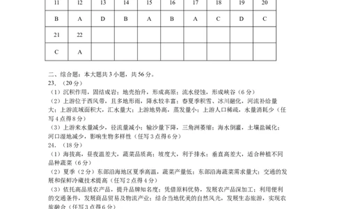 高三地理联考一参考答案及阅卷分工2025.10_2025年10月_12026年试卷教辅资源等多个文件_251028江苏省南通市如皋市2026届高三上学期教学质量调研（一）（全科）