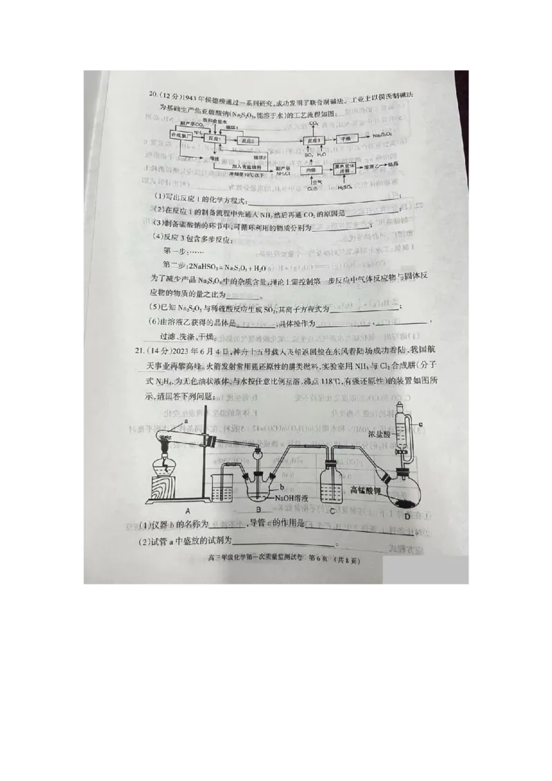 呼和浩特高三上(质检Ⅰ)-理综试题+答案(1)_2023年9月_029月合集_2024届内蒙古呼和浩特市高三第一次质量监测