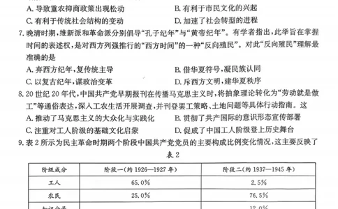 历史试卷-2026届湖南金太阳高三一月联考(1)_2026年1月_260106湖南省金太阳市、县级优质高中协作体2026届高三元月联考（全科）