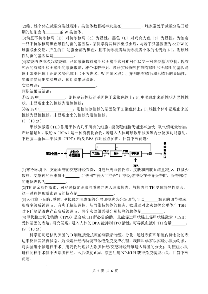 四川省绵阳中学2026届高三第二次模拟考试生物(1)_2026年1月_260125四川省绵阳中学2026届高三第二次模拟考试（全科）