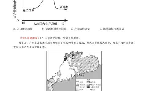 专题14区域与区域发展-学易金卷：2023年高考真题和模拟题地理分项汇编（原卷卷）_近10年高考真题汇编（必刷）_十年（2014-2024）高考地理真题分项汇编（全国通用）
