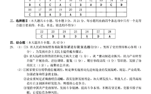 2024届Z20名校联盟（浙江省名校新高考研究联盟）高三第一次联考政治答案(1)_2023年8月_028月合集_2024届浙江省名校新高考研究联盟（Z20名校联盟）高三第一次联考