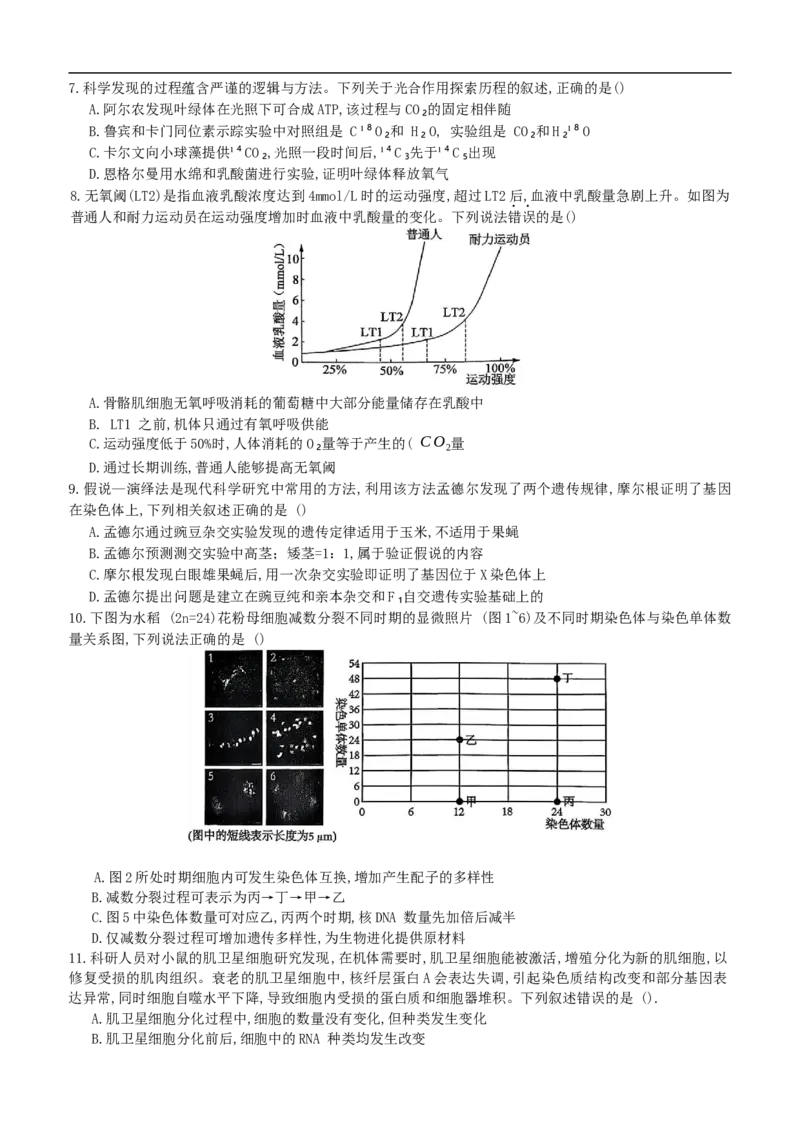 重庆育才中学、鲁能巴蜀中学、万州高级中学高2026届高三10月联合考试生物试题（含答案）_2025年10月