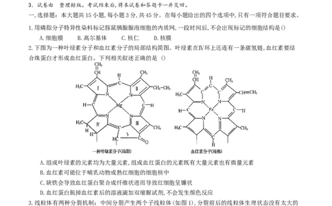 重庆育才中学、鲁能巴蜀中学、万州高级中学高2026届高三10月联合考试生物试题（含答案）_2025年10月