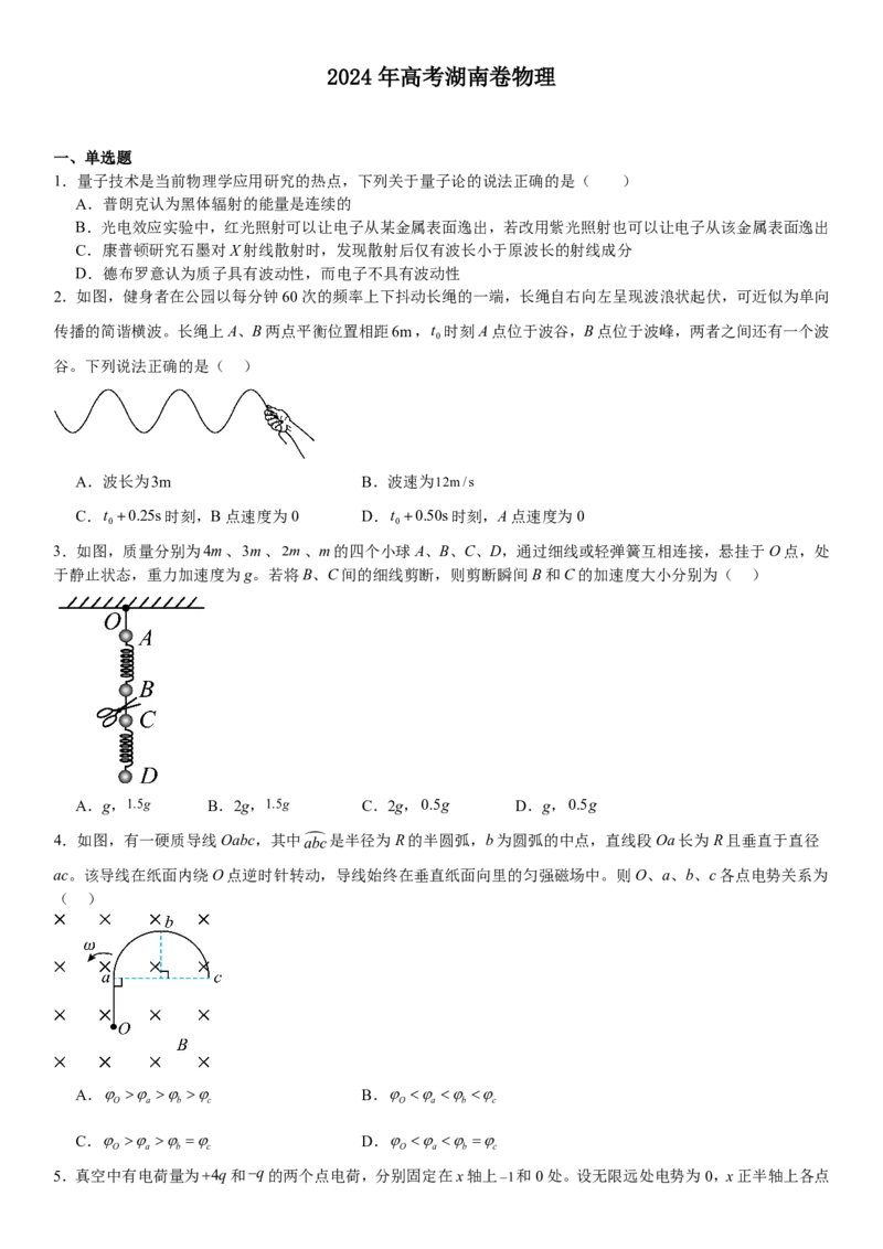 湖南物理-试题-p_近10年高考真题汇编（必刷）_2024年高考真题_高考真题（截止6.29）_其他地方卷（目前搜集不完整）_湖南卷（物、化、政、地）