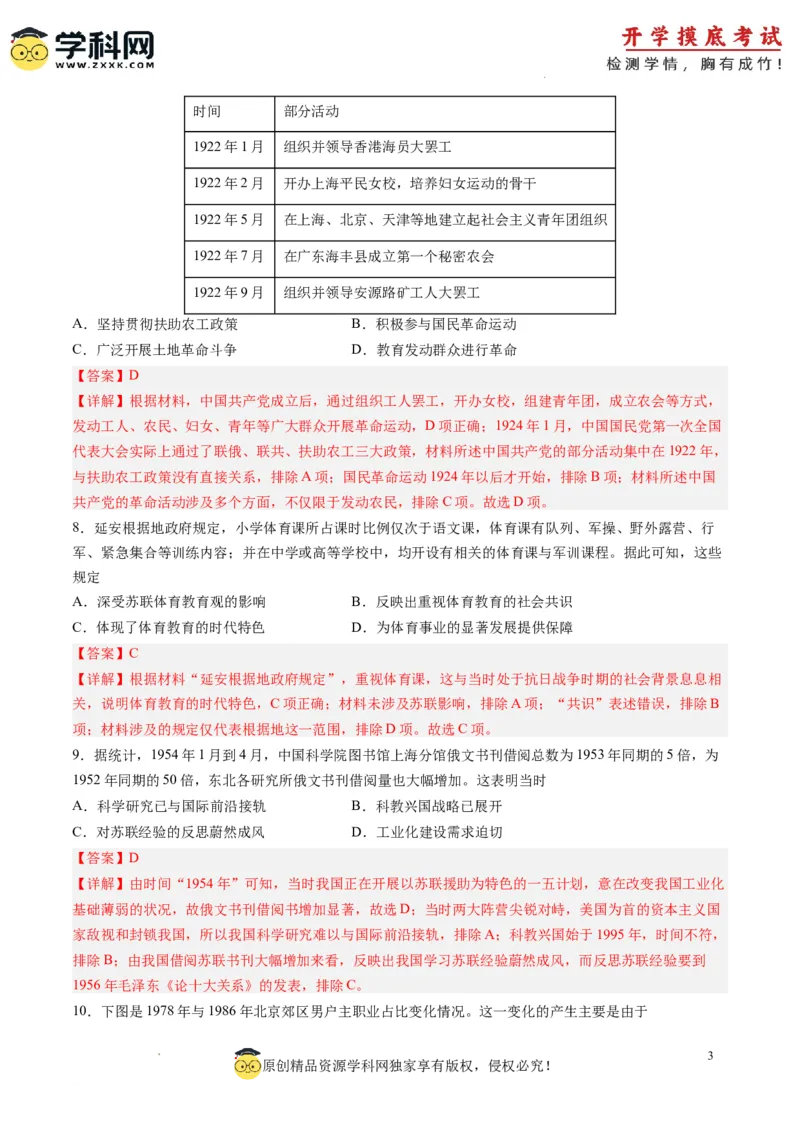 历史-2024届新高三开学摸底考试卷（山东专用）（解析版）_2024届新高三开学摸底考试卷_历史-2024届新高三开学摸底考试卷_历史-2024届新高三开学摸底考试卷（山东专用）