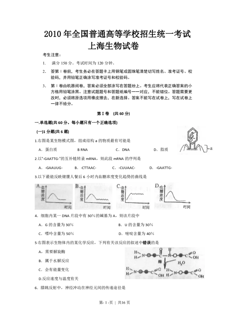 2010年高考生物试卷（上海）（解析卷）_生物历年高考真题_新&middot;PDF版2008-2025&middot;高考生物真题_生物（按年份分类）2008-2025_2010&middot;高考生物真题