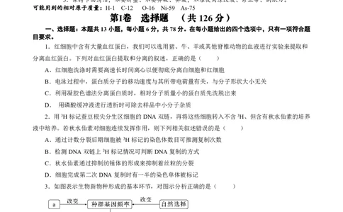 四川省仁寿第一中学校（北校区）2023-2024学年高三上学期9月月考理综(1)_2023年9月_029月合集_2024届四川省仁寿第一中学校（北校区）高三上学期9月月考
