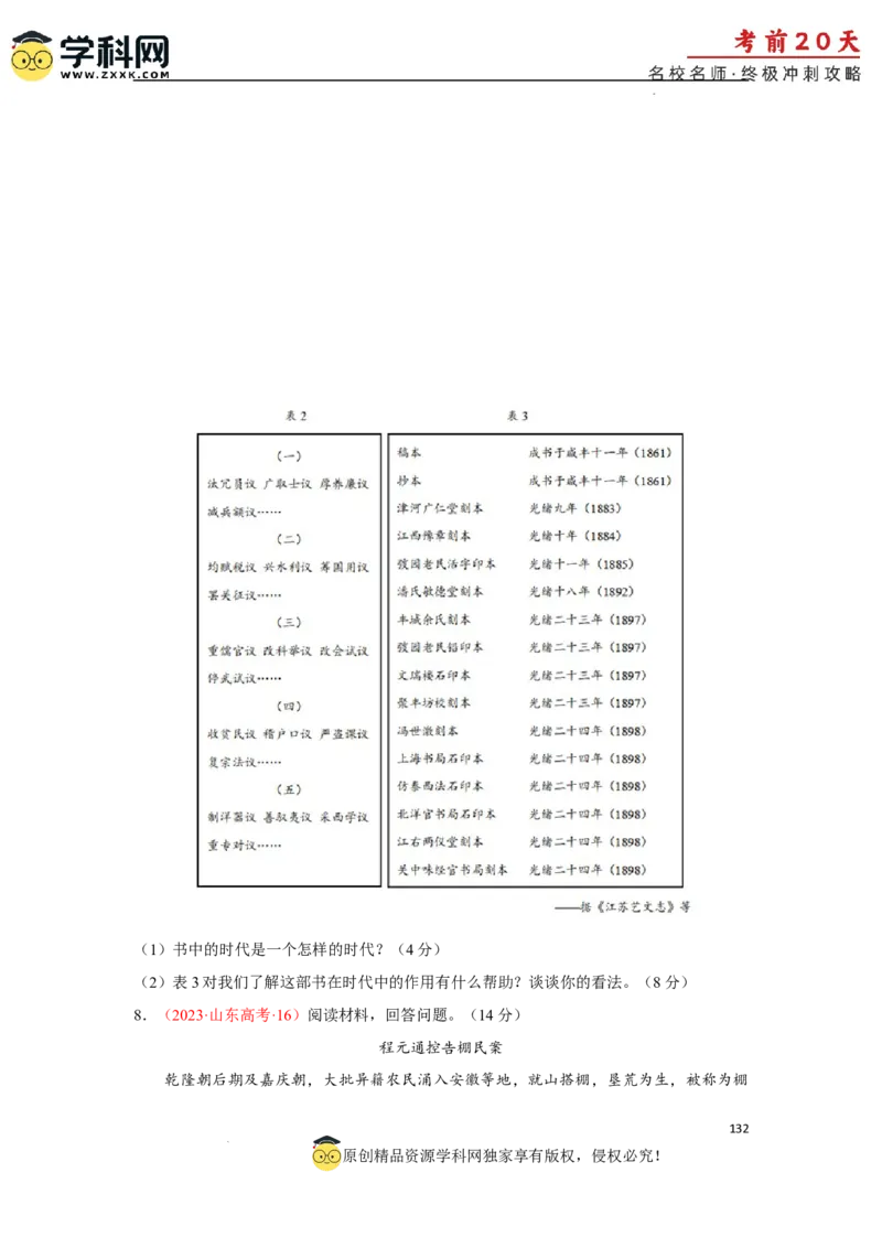 历史（三）-2024年高考考前20天终极冲刺攻略_2024高考押题卷_62024学科网全系列_21学科网高考考前终极攻略_历史-2024年高考考前20天终极冲刺攻略