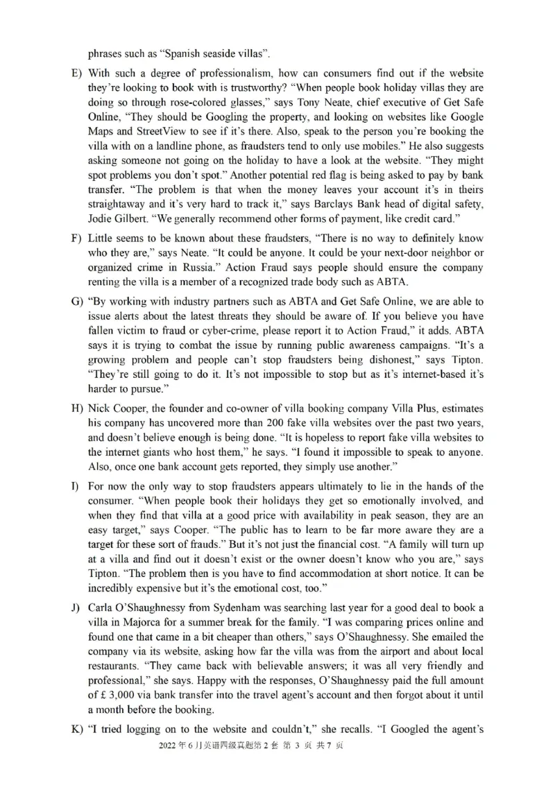 2022.06四级真题第2套可复制可搜索，打印首选_英语四六级整合_英语四六级真题版本二此版为主此文件夹会持续更新_四级真题_1.四级真题+答案解析+听力音频(1989-2025)_2022年
