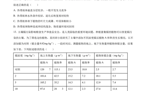 2024年新课标甘肃高考生物试卷（原卷版）_高考真题全网收集_生物学_2024年新高考甘肃卷生物高考真题解析（参考版）