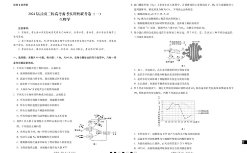2024届云南三校高考备考实用性联考卷（一）生物(1)_2023年7月_027月合集_高三试卷2024届云南省高三高考备考实用性联考卷（一）