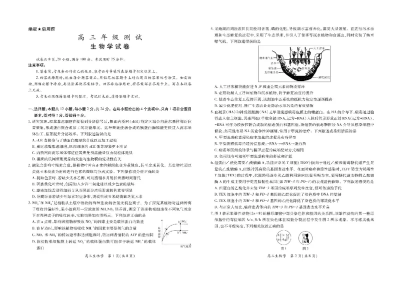 江西省部分高中2025-2026学年高三上学期1月联考生物试题(1)_2026年1月_260118上进联考&middot;江西省2026届高三上学期1月联考（全科）_江西部分高中2026届高三上学期1月测试生物试题含答案