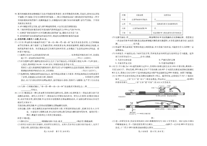 江西省部分高中2025-2026学年高三上学期1月联考生物试题(1)_2026年1月_260118上进联考&middot;江西省2026届高三上学期1月联考（全科）_江西部分高中2026届高三上学期1月测试生物试题含答案