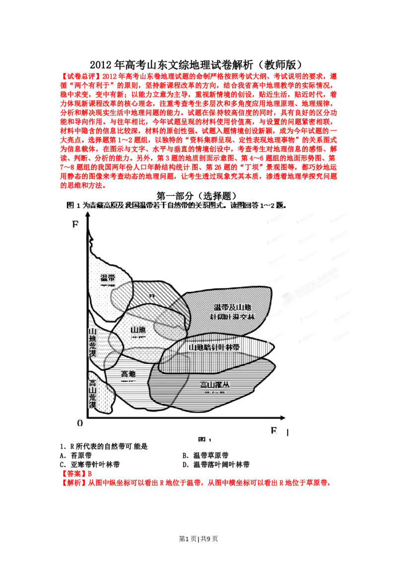 2012年高考地理试卷（山东）（解析卷）_地理历年高考真题_新&middot;PDF版2008-2025&middot;高考地理真题_地理（按省份分类）2008-2025_2008-2025&middot;（山东）地理高考真题