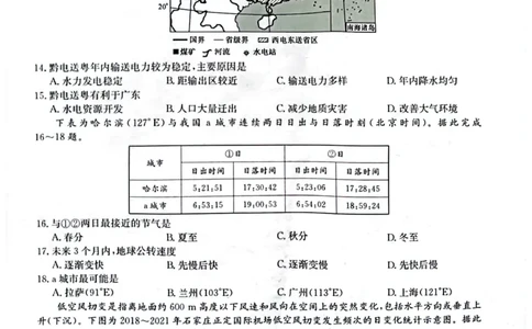 2024届陕西省榆林市&ldquo;府、米、绥、横、靖&rdquo;五校联考高三上学期开学考试地理(1)_2023年8月_028月合集_2024届陕西省榆林市&ldquo;府、米、绥、横、靖&rdquo;五校联考高三上学期开学考试（全科）