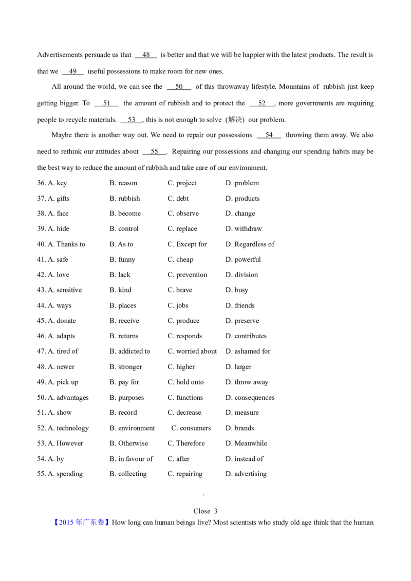 专题21完形填空说明文、议论文（学生卷）--十年（2015-2024）高考真题英语分项汇编（全国通用）_近10年高考真题汇编（必刷）_十年（2014-2024）高考英语真题分类汇编（全国通用）