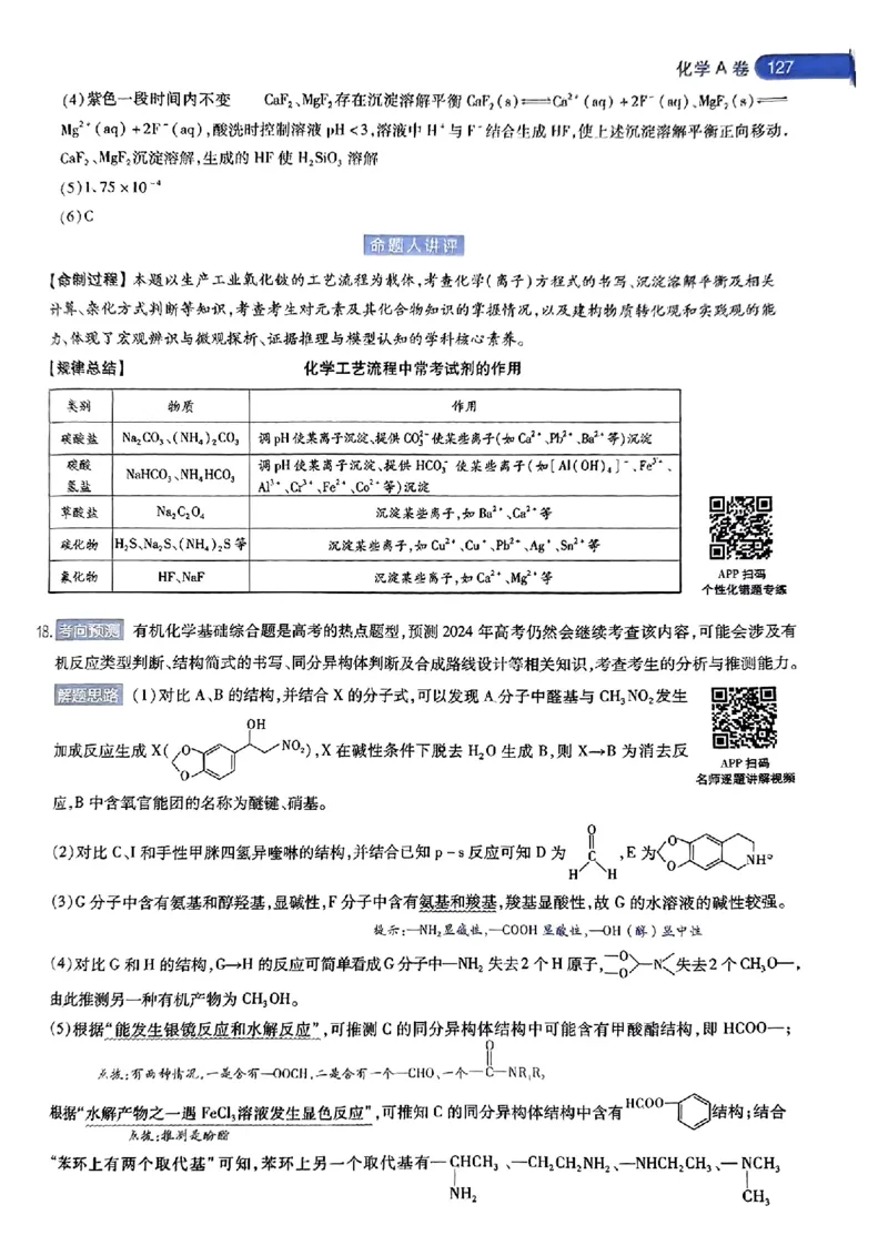 化学AB答案_2024高考押题卷_12024天星全系列_@@@天星临考押题密卷汇总重复_2024年tx高考临考押题密卷湖南专版
