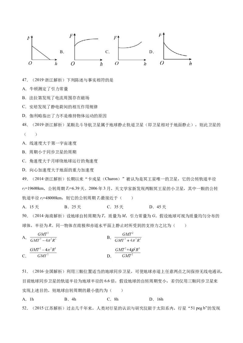 专题17万有引力与航天（二）（学生卷）-十年（2014-2023）高考物理真题分项汇编（全国通用）_近10年高考真题汇编（必刷）_十年（2014-2024）高考物理真题分项汇编（全国通用）