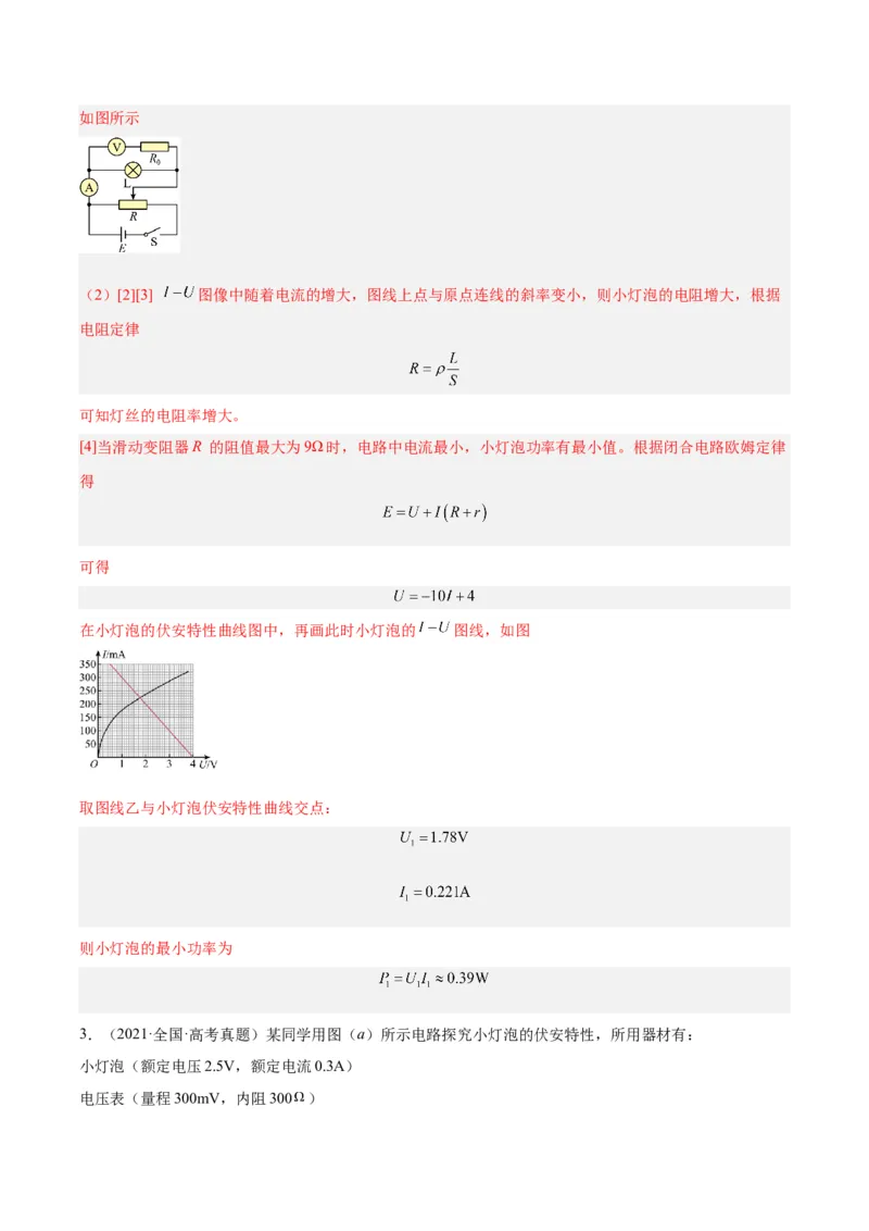 专题75实验六：描绘小灯泡的伏安特性曲线（解析卷）-十年（2014-2023）高考物理真题分项汇编（全国通用）_近10年高考真题汇编（必刷）