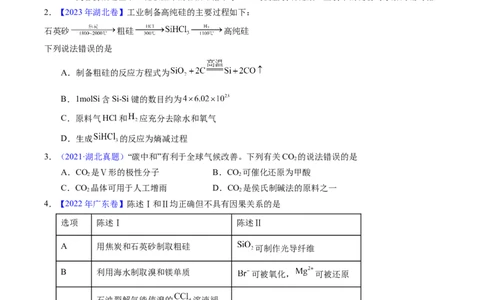 专题23碳、硅及无机非金属材料（原卷卷）_近10年高考真题汇编（必刷）_十年（2014-2024）高考化学真题分项汇编（全国通用）_十年（2014-2023）高考化学真题分项汇编（全国通用）