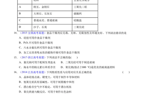 专题23碳、硅及无机非金属材料（原卷卷）_近10年高考真题汇编（必刷）_十年（2014-2024）高考化学真题分项汇编（全国通用）_十年（2014-2023）高考化学真题分项汇编（全国通用）